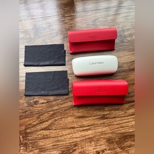 3 Glasses Cases (Calvin Klein, 2 Guess)